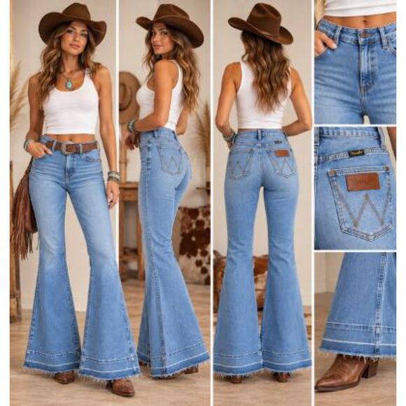 Wrangler Denim - Wrangler Retro High Rise Trouser Flare Denim Jeans